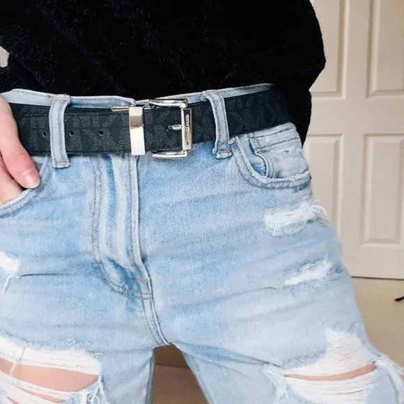 EUC Michael Kors 30mm Reversible MK Logo Monogram Leather Belt - Picture 12 of 14